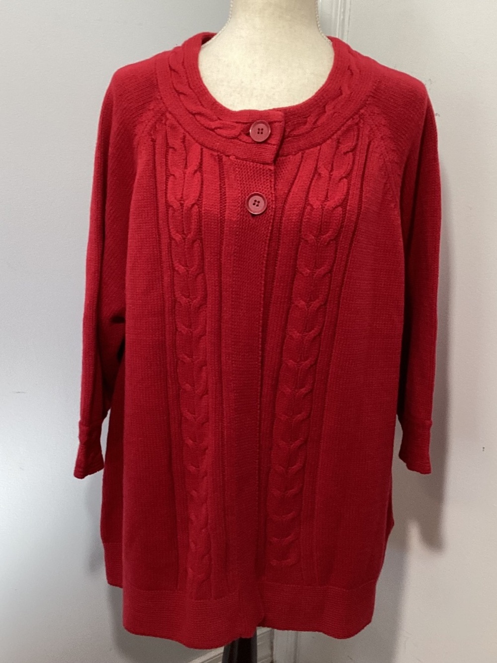 NWT CROFT & BARROW 2X RED CHILI SWEATER KNIT CARDIGAN CLASSIC COTTON BLEND